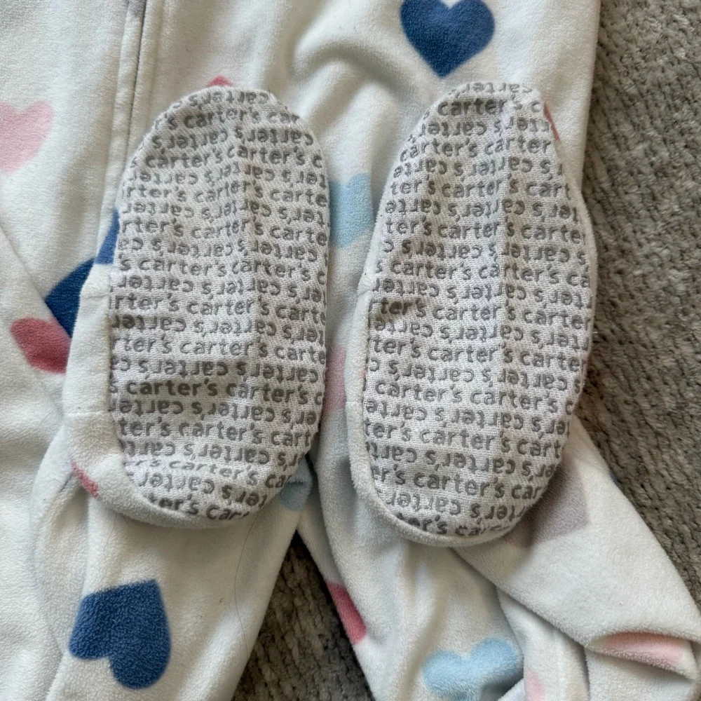 Carter's Heart Print‎ Fleece Footed Pajamas 4T